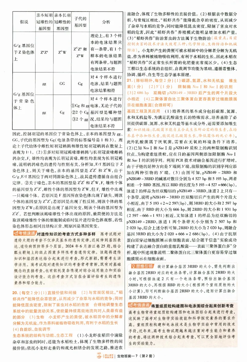2025《金考卷&middot;特快专递&middot;第4期》生物-答案_2024-2025高三（6-6月题库）_2025年01月试卷_01012025《金考卷&middot;特快专递&middot;第4期》_生物