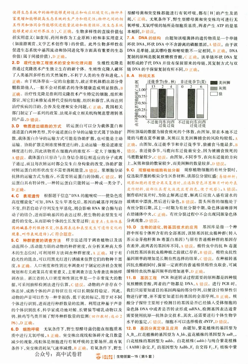 2025《金考卷&middot;特快专递&middot;第4期》生物-答案_2024-2025高三（6-6月题库）_2025年01月试卷_01012025《金考卷&middot;特快专递&middot;第4期》_生物