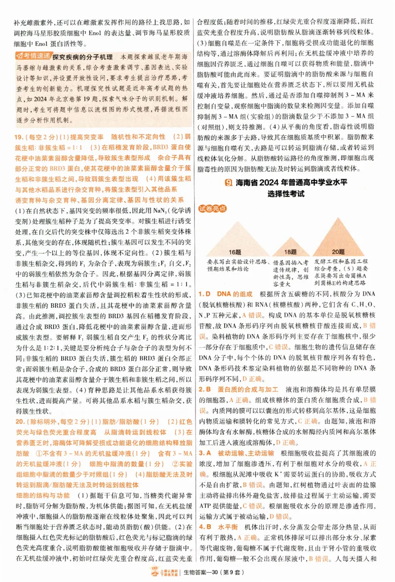 2025《金考卷&middot;特快专递&middot;第4期》生物-答案_2024-2025高三（6-6月题库）_2025年01月试卷_01012025《金考卷&middot;特快专递&middot;第4期》_生物