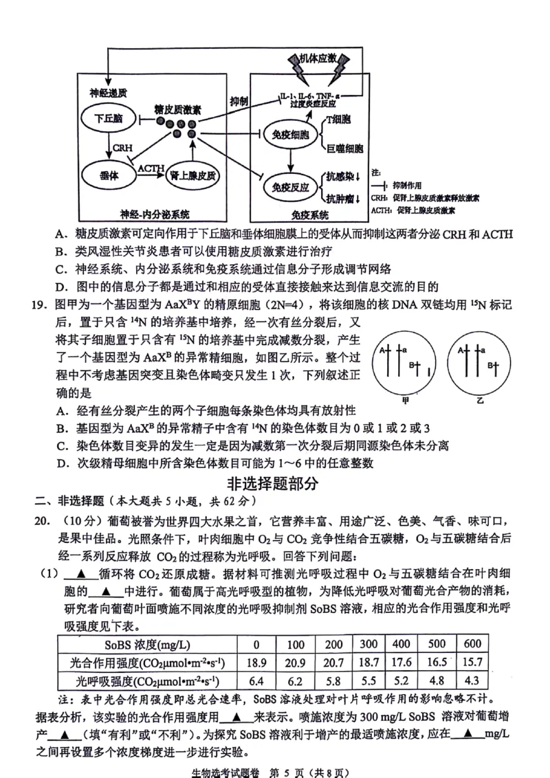 浙江省稽阳联谊学校2024届高三下学期4月联考试题（二模）生物PDF版含答案(1)_2024年4月_024月合集_2024届浙江省稽阳联谊学校高三下学期4月联考试题（二模）