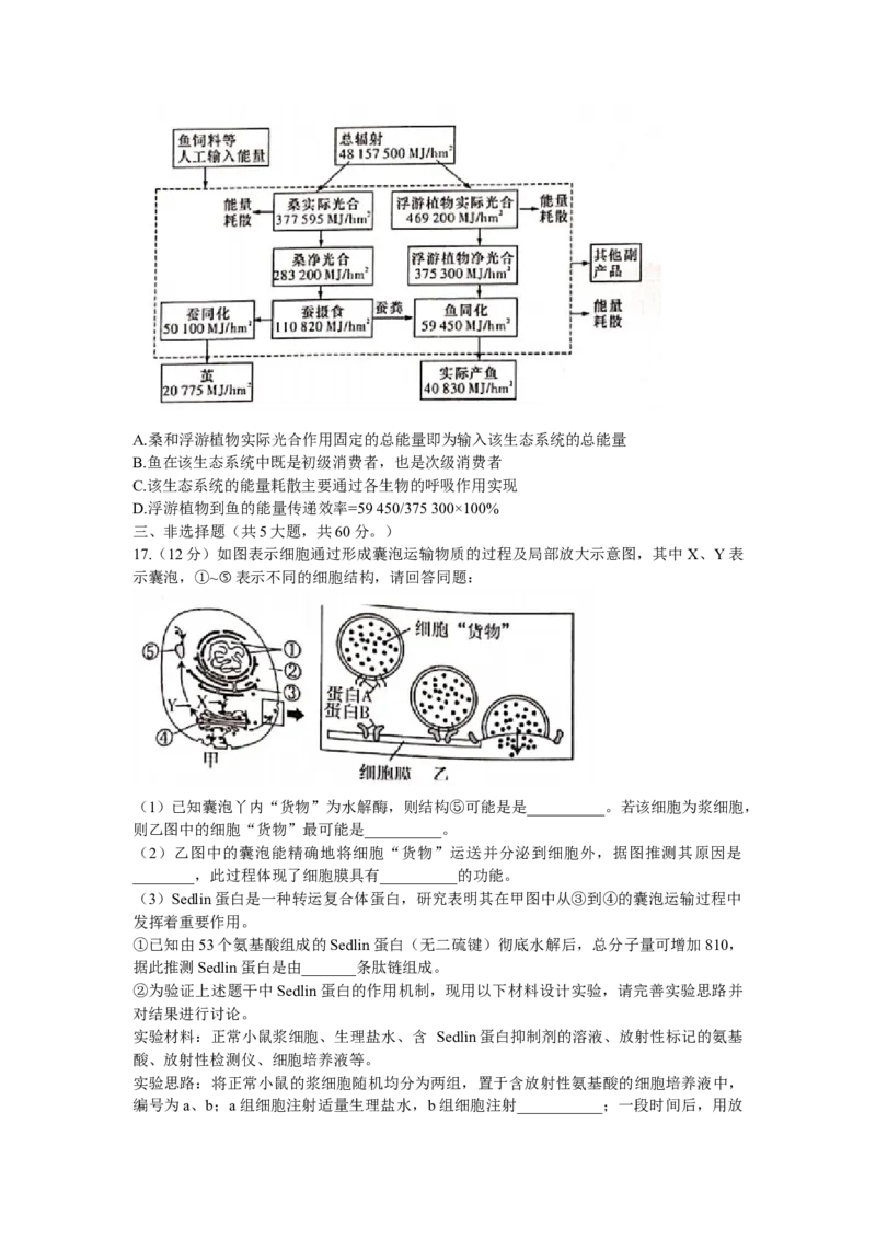 湖南省长沙市雅礼中学2022-2023学年高三下学期月考卷（六）生物试题_2024年2月_01每日更新_10号_2023届湖南省长沙市雅礼中学高三上学期第六次月考