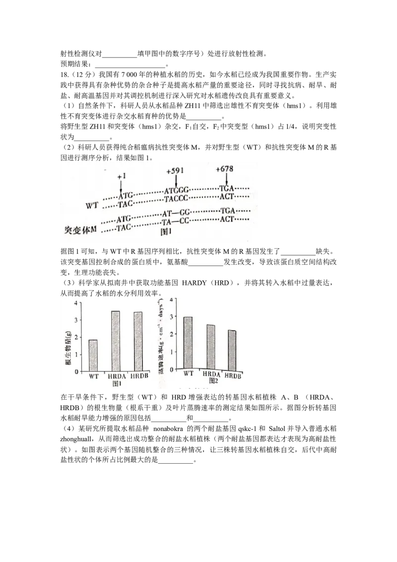 湖南省长沙市雅礼中学2022-2023学年高三下学期月考卷（六）生物试题_2024年2月_01每日更新_10号_2023届湖南省长沙市雅礼中学高三上学期第六次月考