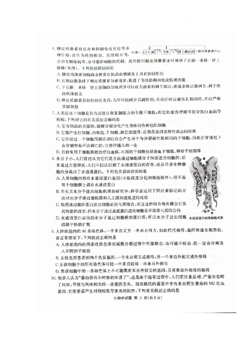 湖南省九校联盟2024届高三下学期第二次联考生物_2024年3月_02按日期_17号_2024届湖南省九校联盟高三下学期第二次联考