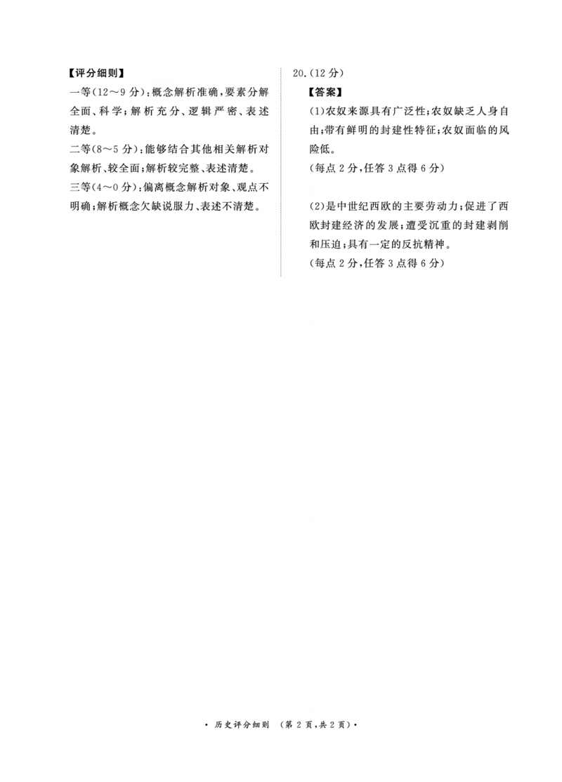 11月青桐鸣大联考（高三）历史评分细则_2024-2025高三（6-6月题库）_2024年11月试卷_11292025届河南高三11月青桐鸣大联考_2025届河南高三11月青桐鸣大联考历史