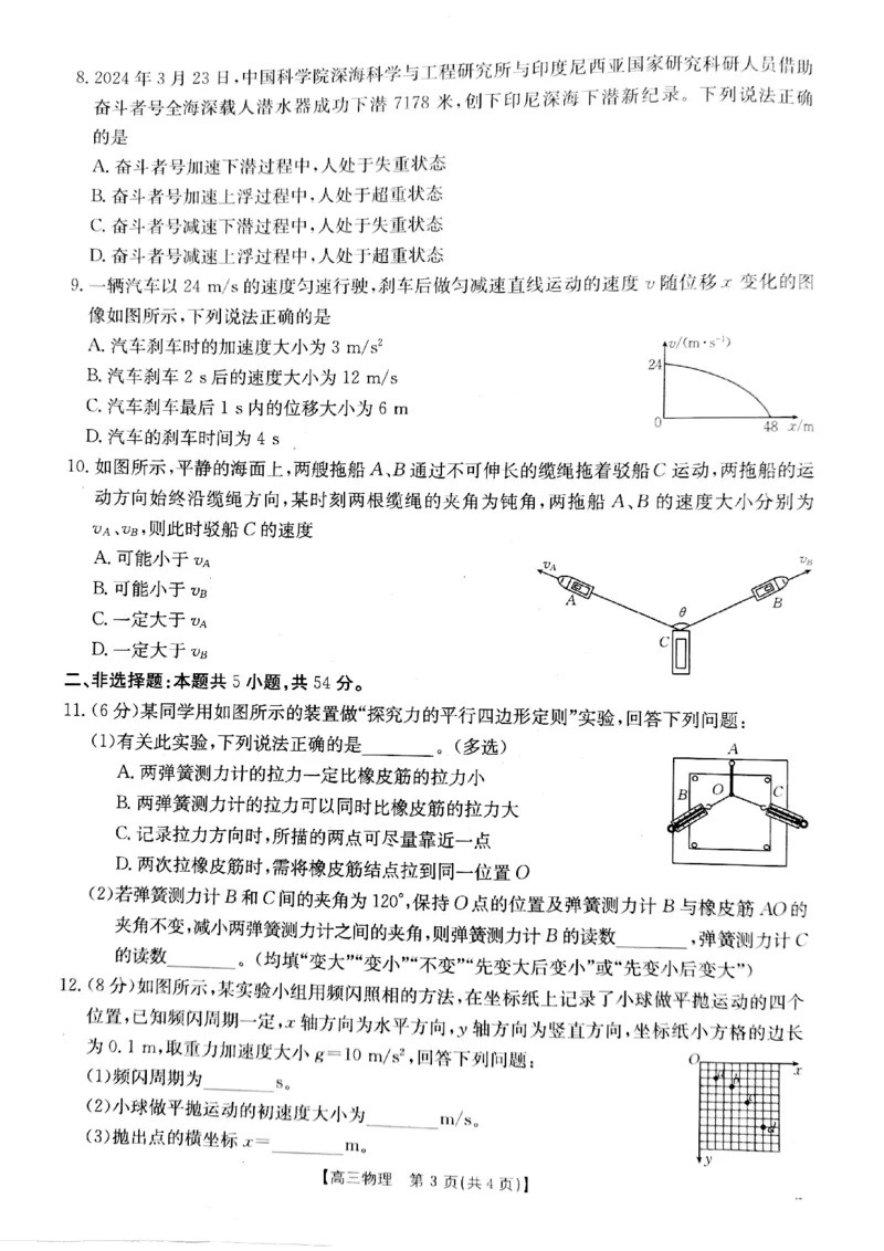 2025届山西省长治市高三9月质量检测-物理试卷+答案_2024-2025高三（6-6月题库）_2024年09月试卷_09232025届山西省长治市高三9月质量检测