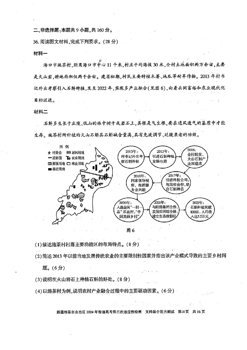 新疆三模文综试题_2024年5月_01按日期_11号_2024届新疆维吾尔自治区高三下学期第三次适应性检测_2024届新疆维吾尔自治区高三下学期第三次适应性检测文综