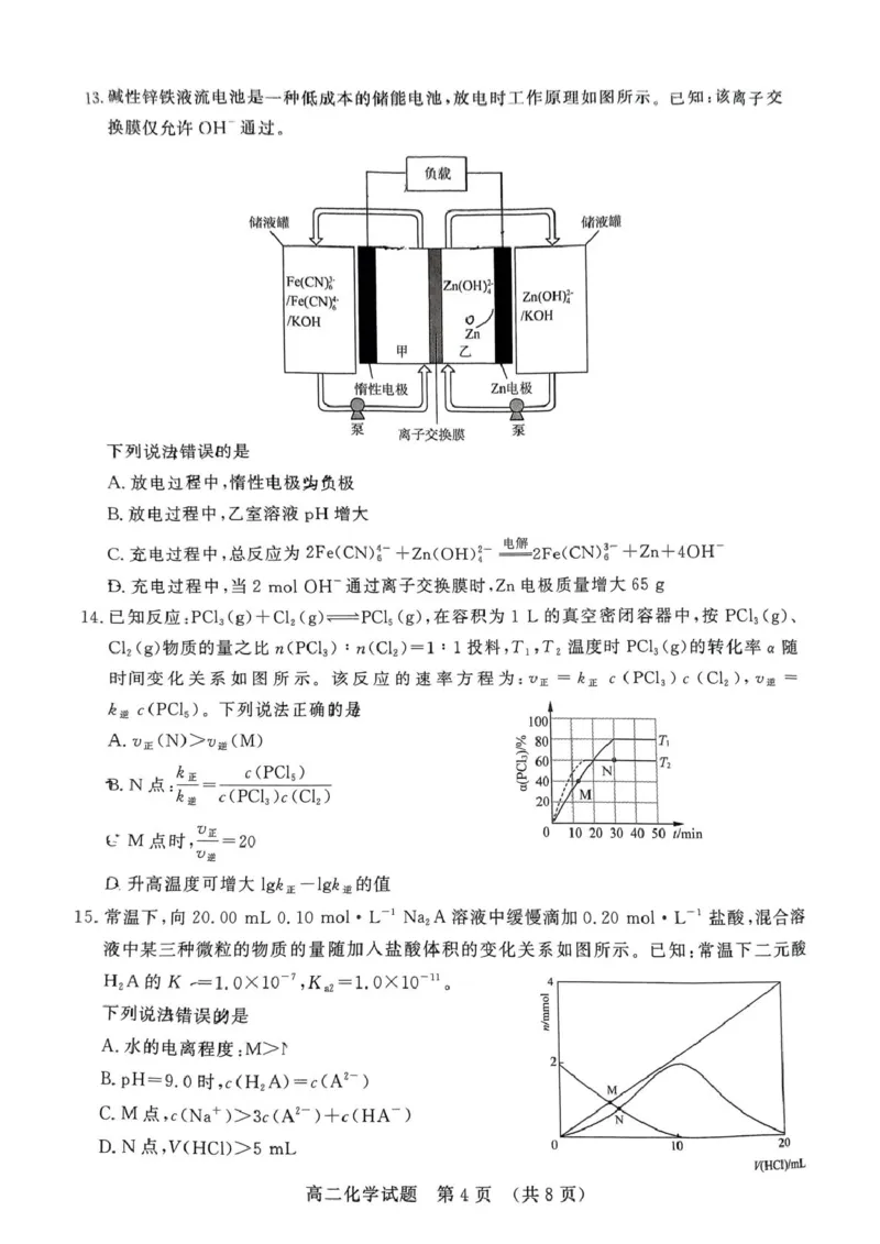 2025.1济南市高二期末统考化学试题_2024-2025高二（7-7月题库）_2025年02月试卷_0225山东省济南市2024-2025学年高二上学期1月期末考试