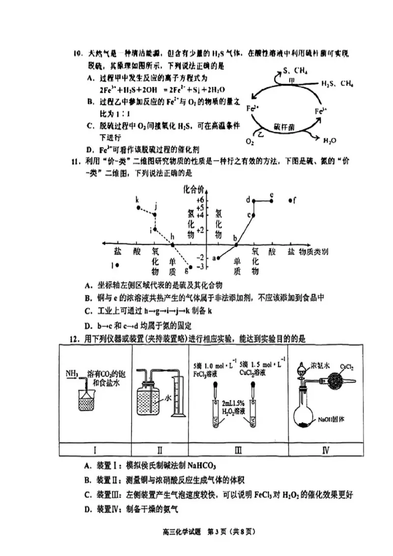 2025届吉林省普通高中高三上学期一模考试化学试卷+答案_2024-2025高三（6-6月题库）_2024年10月试卷_10282025届吉林省吉林市普通中学高三上学期一模考试