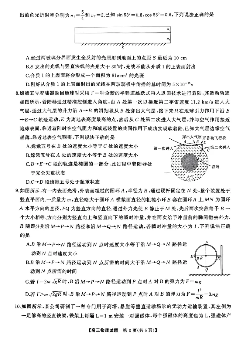 湖南省名校教育联盟2024届高三入学摸底考试物理试题_2024年2月_01每日更新_22号_2024届湖南天壹联盟三湘名校高三下学期入学摸底考试