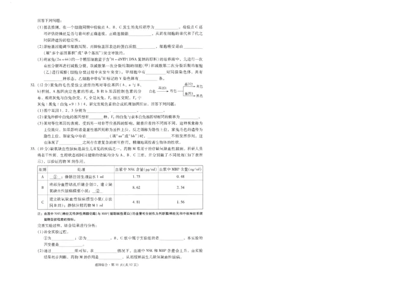 昆一中8理综试卷_2024年3月_013月合集_2024届云南省昆明一中高三第八次高考适应性考试_云南省昆明市第一中学2023-2024学年高三第八次高考适应性考试理综试题_昆一中8理综