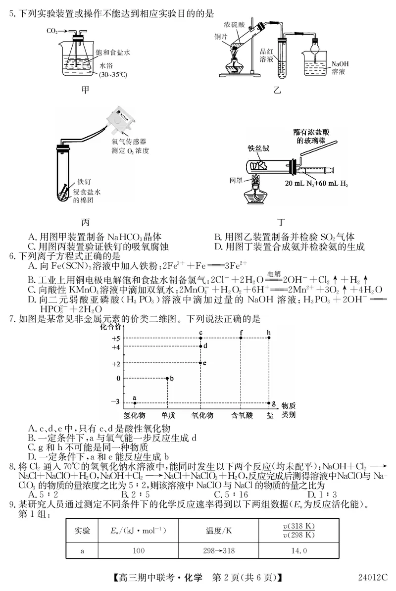 24012C高三试卷-化学(1)_2023年11月_0211月合集_2024届黑龙江省龙东五地市高三上学期期中联考_黑龙江省龙东五地市2024届高三上学期期中联考化学