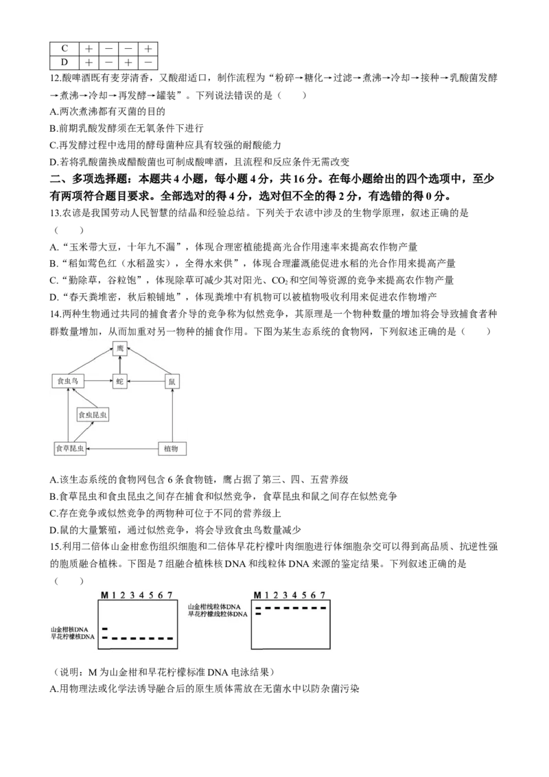 江西省萍乡市2023-2024学年高三下学期第二次模拟考试生物试题(1)_2024年4月_024月合集_2024届江西省萍乡市高三下学期二模考试