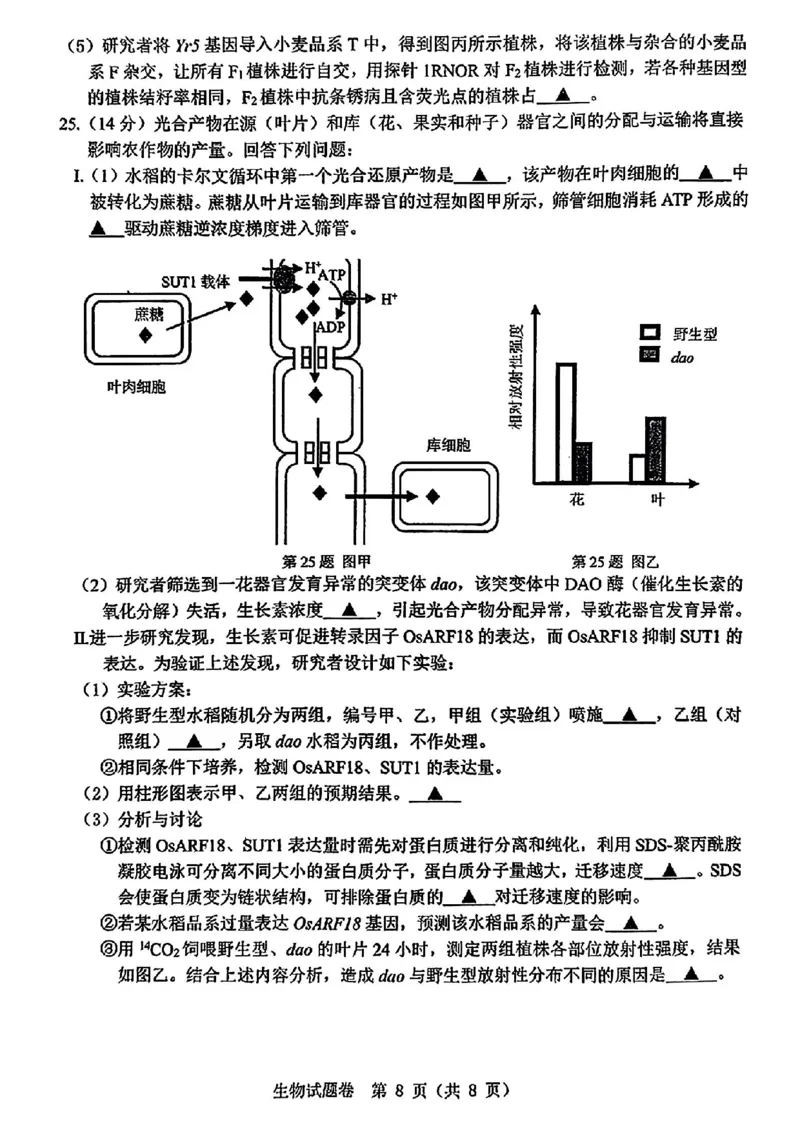 温州三模生物试题_2024年5月_01按日期_10号_2024届浙江省温州市高三第三次适应性考试_2024届浙江省温州市高三第三次适应性考试生物