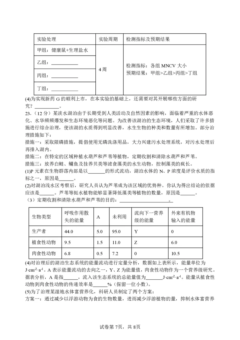 2025年春五校联考_2024-2025高三（6-6月题库）_2025年03月试卷_0308江苏省盐城市盐城市联盟校高三第一次联考2024-2025学年高三下学期3月月考_24_25学年度春学期高三第一次联考生物学科