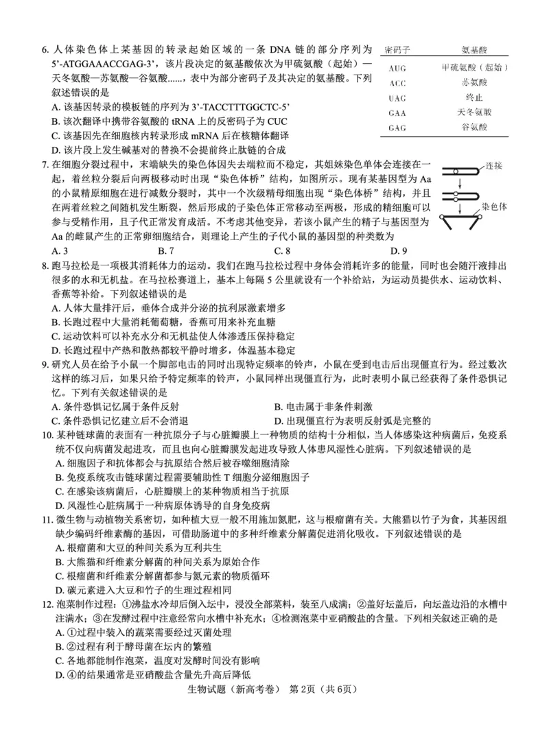 新高考卷名校教研联盟2024届高三2月开学考试生物(1)_2024年3月_013月合集_2024届名校教研联盟高三2月开学考试