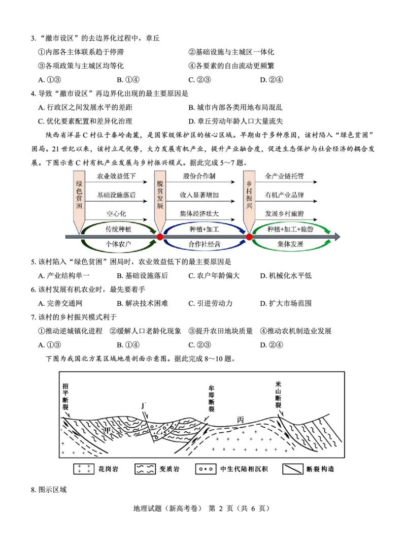 新高考卷名校教研联盟2024届高三2月开学考试地理(1)_2024年3月_013月合集_2024届名校教研联盟高三2月开学考试
