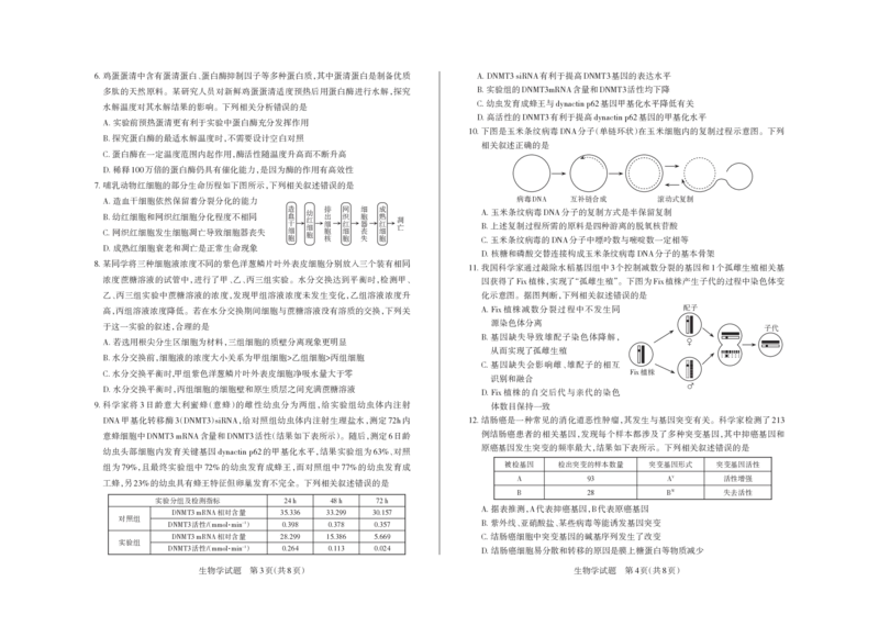 2024-2025学年高三备考核心模拟中期考试试题生物学_Print_2024-2025高三（6-6月题库）_2024年11月试卷_1122山西思而行2024-2025学年高三备考核心模拟中期考试（全科）