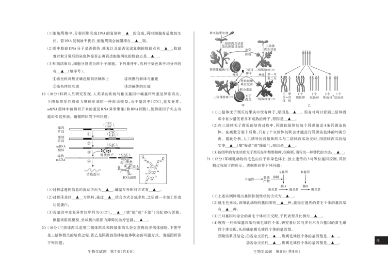2024-2025学年高三备考核心模拟中期考试试题生物学_Print_2024-2025高三（6-6月题库）_2024年11月试卷_1122山西思而行2024-2025学年高三备考核心模拟中期考试（全科）