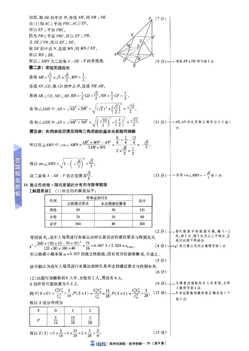 2025金考卷高考预测卷数学答案九（新高考）_2024-2026高三（6-6月题库）_2025年04月试卷_04022025金考卷《预测卷》数学（新高考）