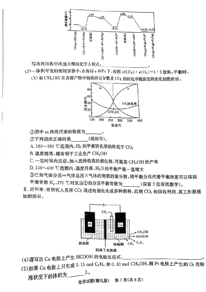湖南省长沙市雅礼中学2022-2023学年高三下学期月考试卷(七)化学(1)_2024年2月_022月合集_2023届湖南省长沙市雅礼中学高三下学期月考（七）全科