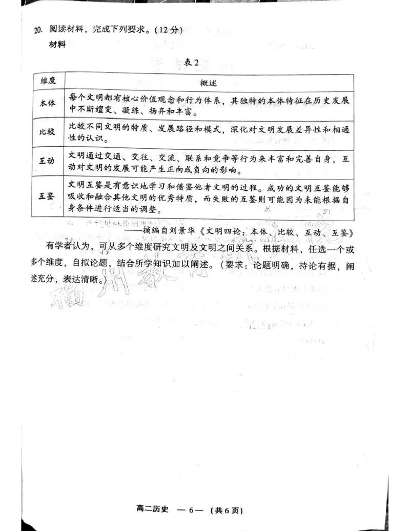 2024-2025学年第一学期福州市高二期末质量检测历史_2024-2025高二（7-7月题库）_2025年02月试卷_0215福建省福州市2024-2025学年高二上学期期末考试