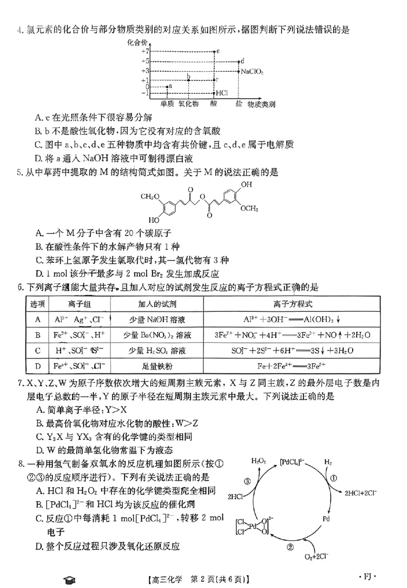 化学FJ(1)_2023年11月_0211月合集_2024届福建省高三11月金太阳联考(24-120C)_福建省2024届高三11月金太阳联考(24-120C)化学