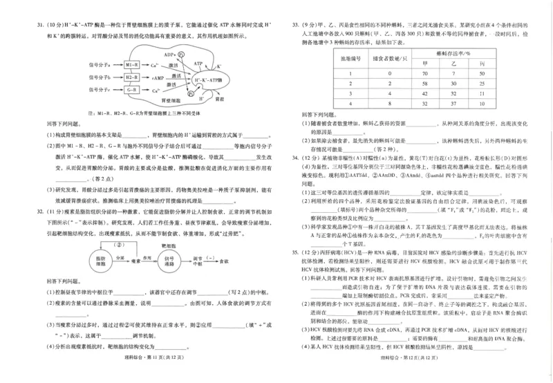 昆一中10理综试卷_2024年5月_01按日期_28号_2024届云南省昆明市第一中学高三第十次月考_2024云南省昆明市第一中学高三第十次月考理综