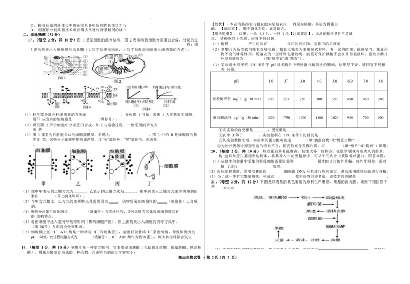 2025届甘肃省武威市凉州区高三第一次质检-生物试卷_2024-2025高三（6-6月题库）_2024年09月试卷_09212025届甘肃省武威市凉州区高三第一次质检（word）