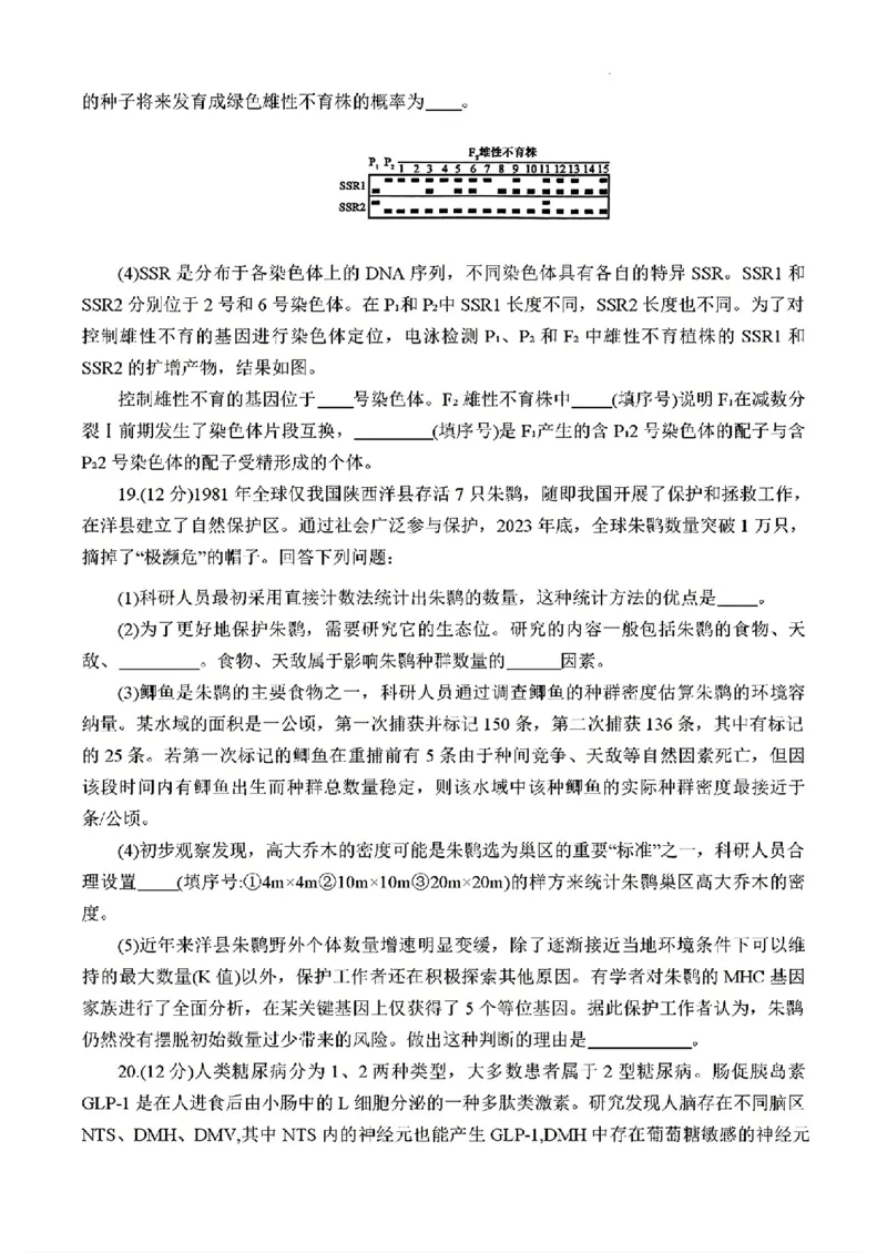 2025届三省G20示范高中12月高三联考生物_2024-2025高三（6-6月题库）_2024年12月试卷_1222豫皖赣三省G20示范高中2024-2025学年高三上学期12月联考（全科）