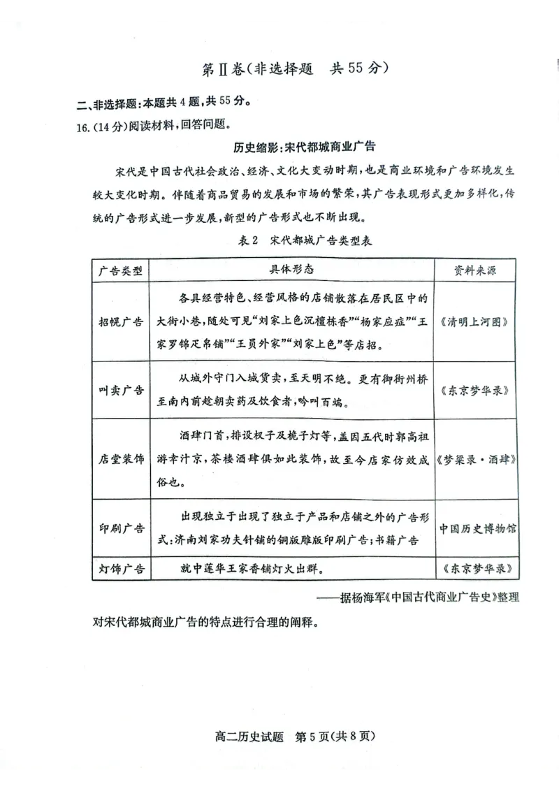 2024年枣庄高二期末历史试题_2024-2025高三（6-6月题库）_2024年07月试卷_240714山东省枣庄市2024年高二期末教学质量检测