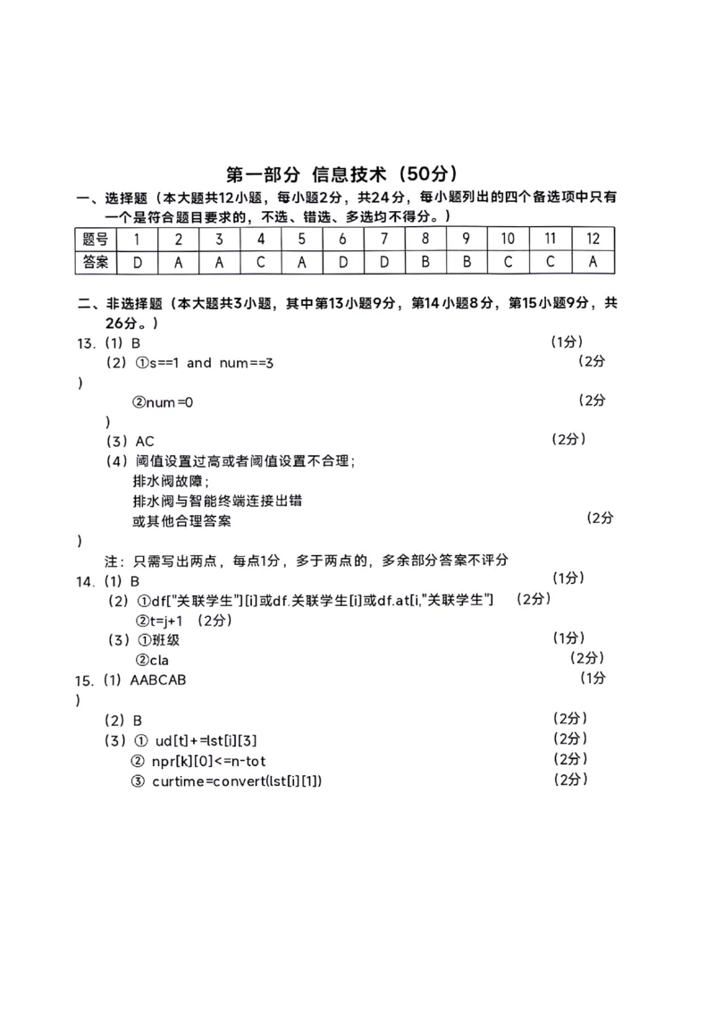 浙江省丽水、湖州、衢州三地市2024届高三下学期4月二模试题技术PDF版含答案(1)_2024年4月_024月合集_2024届浙江省丽水湖州衢州高三下学期4月二模