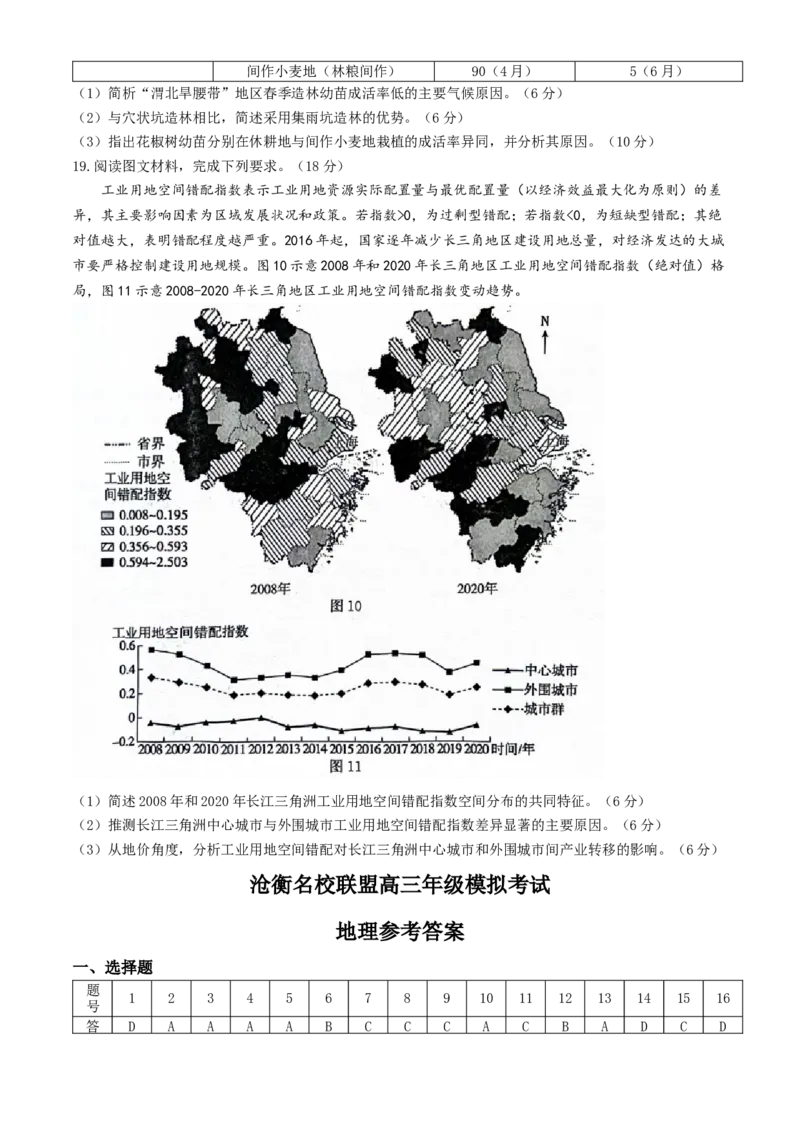 河北省沧衡名校联盟2023-2024学年高三下学期模拟考试（期中）地理试题+答案(1)_2024年5月_025月合集_2024届河北沧衡名校联盟高三下学期模拟考试（期中）