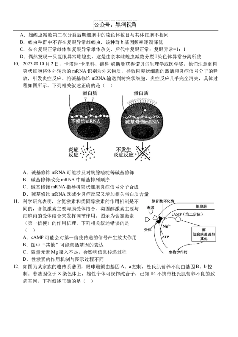 10月月考卷_2024-2025高三（6-6月题库）_2024年10月试卷_1028湖北省荆州市沙市中学2025届高三上学期10月月考_湖北省沙市中学2024-2025学年高三上学期10月月考生物