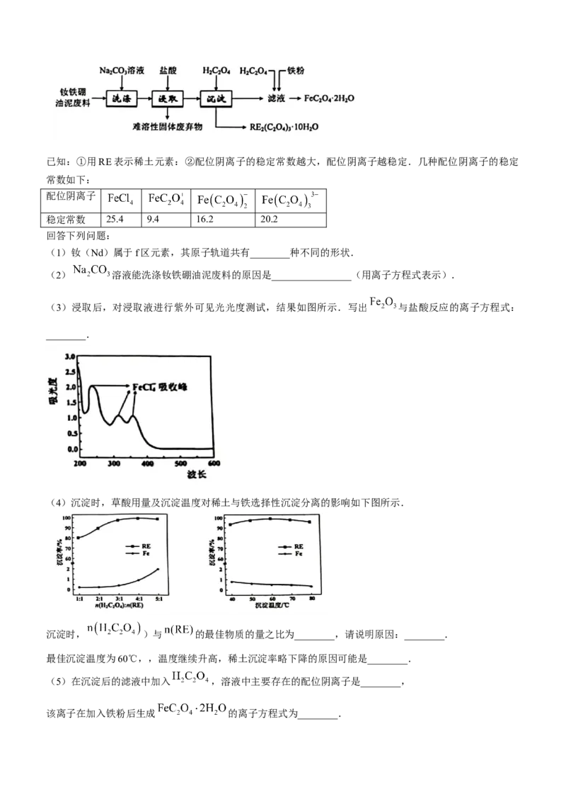 江西省赣州市2024届高三下学期3月摸底考试化学试题(1)_2024年3月_013月合集_2024届江西省赣州市高三下学期3月摸底考试（一模）