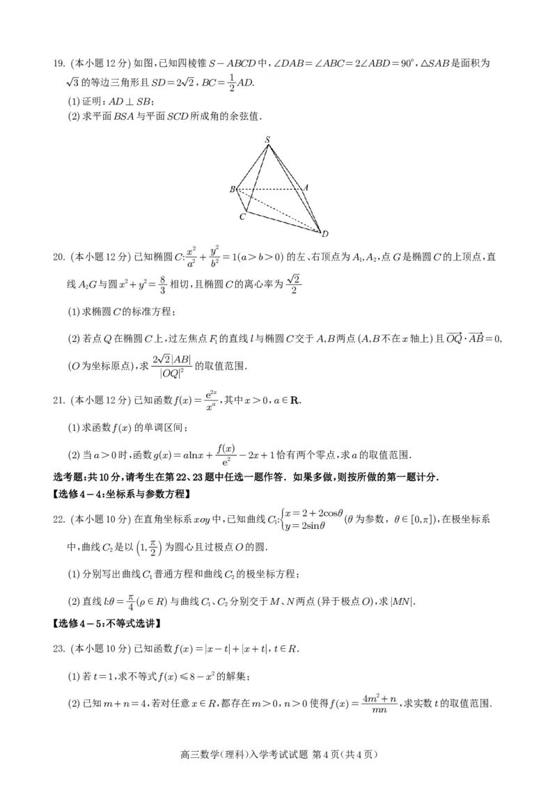 数学（理科）_2024年2月_01每日更新_29号_2024届四川省射洪中学高三下学期开学考试_四川省射洪中学2023-2024学年高三下学期开学考试数学（理）PDF版含答案（可编辑）