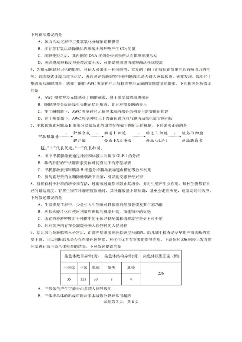 2025届广东省高三上学期第一次调研考试生物试题_2024-2025高三（6-6月题库）_2024年08月试卷_08082025届广东省普通高中毕业班调研考试（一）
