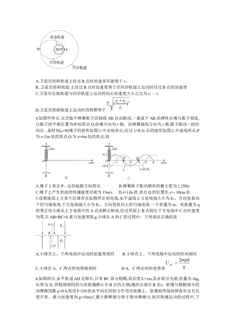 湖南天壹名校联盟2024届高三全真模拟（5月）适应性考试物理试题_2024年5月_01按日期_10号_2024届湖南天壹名校联盟高三（5月）适应性考试