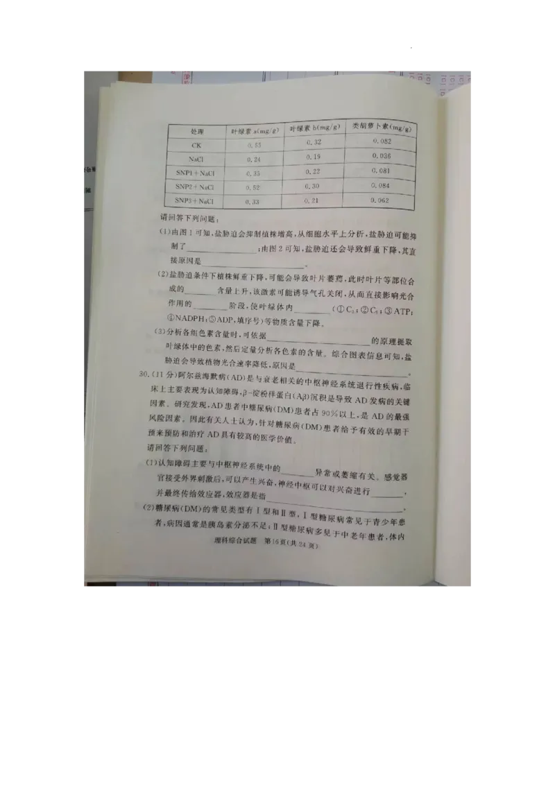湘豫名校联考2023届高三3月第一次模拟考试理综(1)_2024年2月_022月合集_2023届湘豫名校联考高三3月第一次模拟考试（全科含答案）