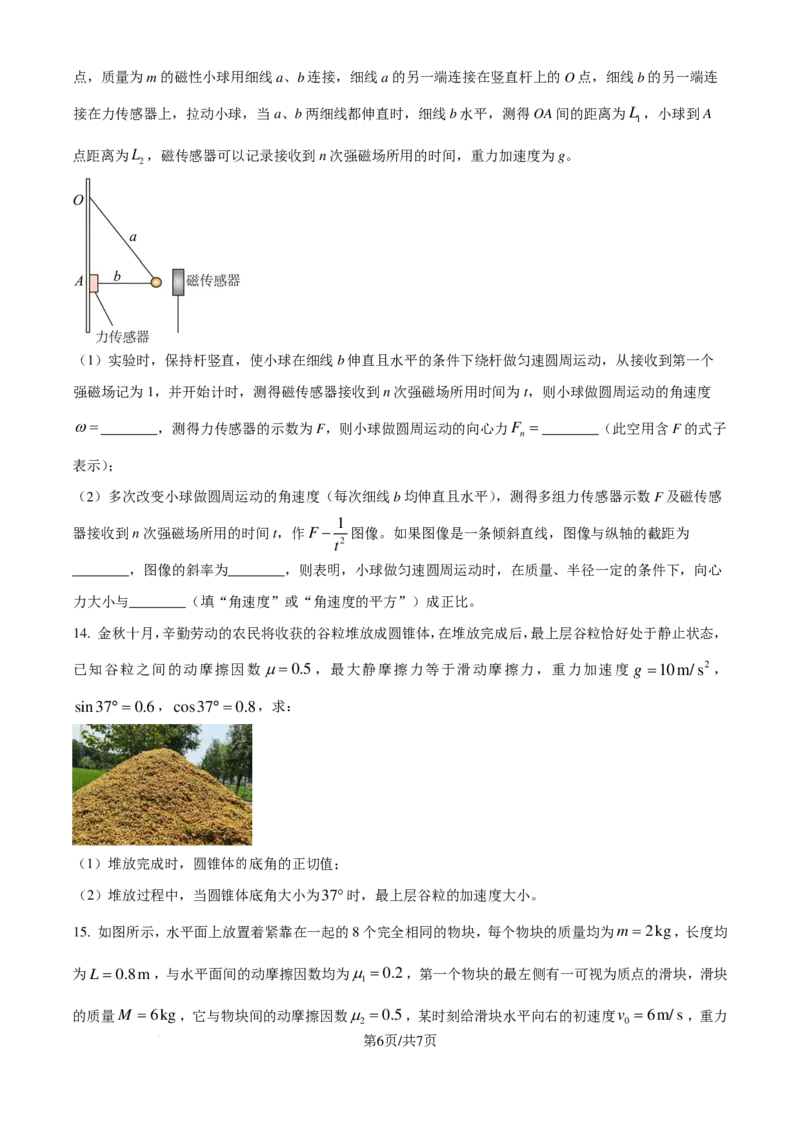 2025届福建省三十六校高三上学期第一次联合测试（一模）物理试题（原卷版）_2024-2025高三（6-6月题库）_2024年10月试卷_1015福建省百校联考2024-2025学年高三上学期10月测评