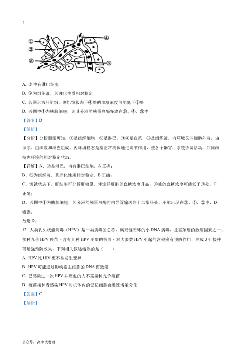 浙江省9+1联盟2024届高三下学期3月联考生物试题（解析版）_2024年4月_01按日期_3号_2024届浙江省9+1联盟高三下学期3月模拟预测_浙江省9+1高中联盟2023-2024学年高三下学期3月联考生物