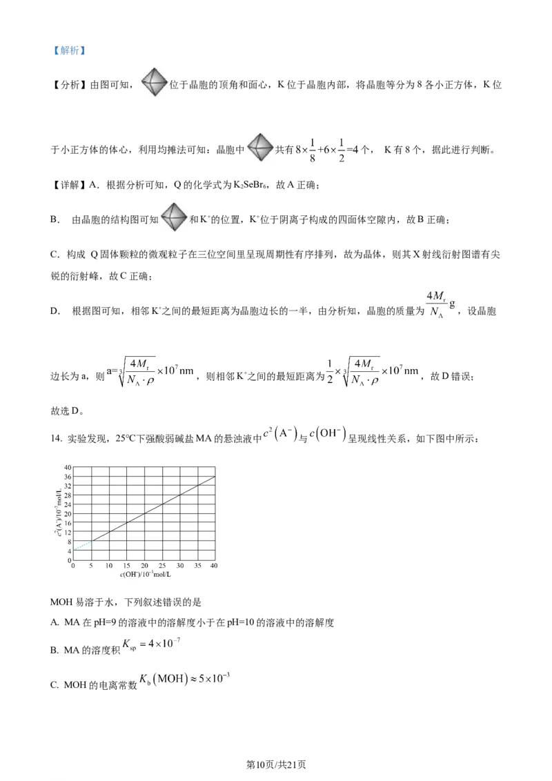 湖北省武昌区2024届高三下学期5月质量检测（二模）化学试题Word版含解析_2024年5月_01按日期_23号_2024届湖北省武汉市武昌区高三下学期二模