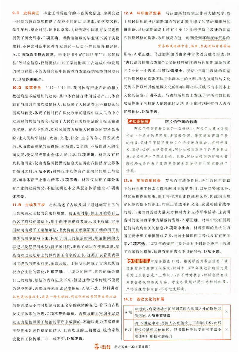 2025《金考卷&middot;特快专递&middot;第4期》历史-答案_2024-2025高三（6-6月题库）_2025年01月试卷_01012025《金考卷&middot;特快专递&middot;第4期》_历史