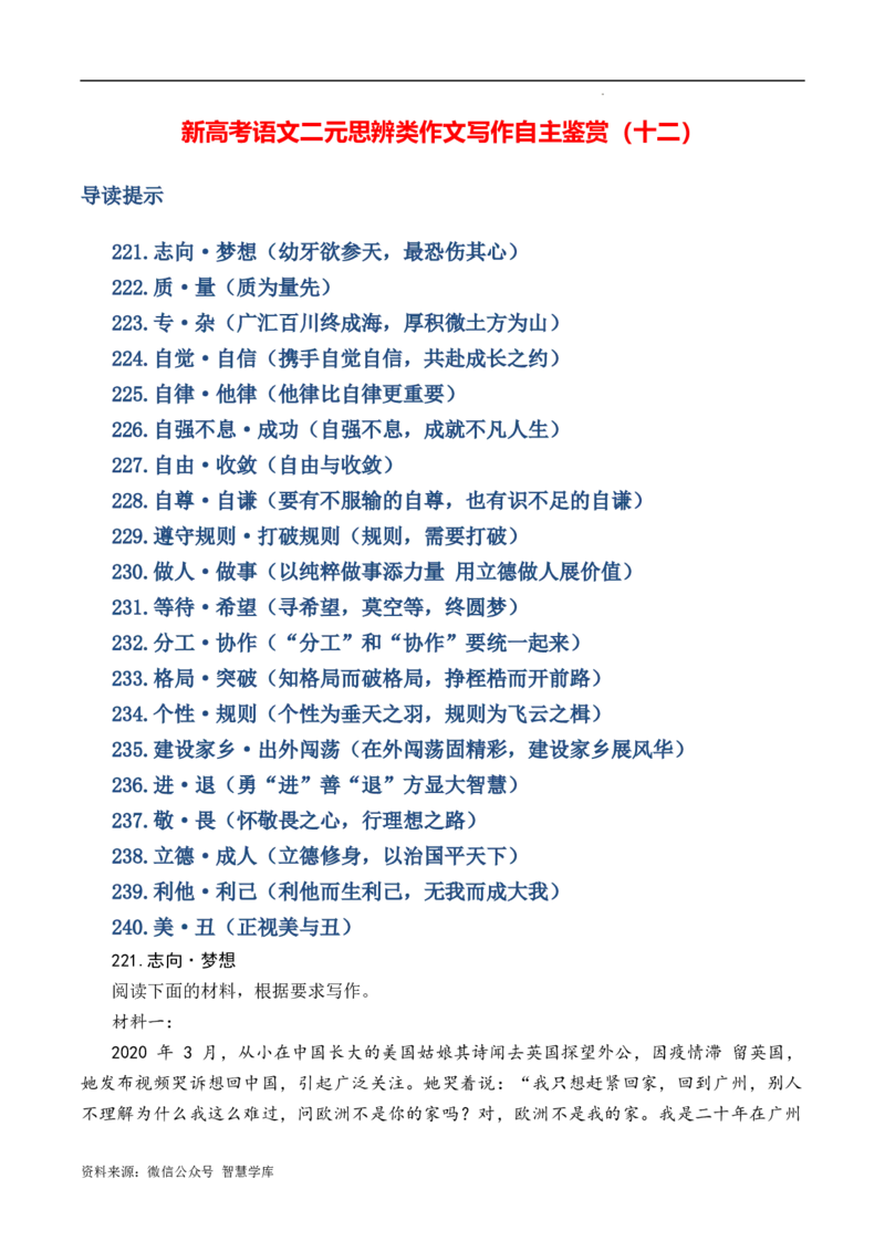 新高考语文二元思辨类作文写作自主鉴赏（十二）_2024年5月_01按日期_2号_2024高考语文写作专题（素材大全+写作技巧+满分作文+真题）