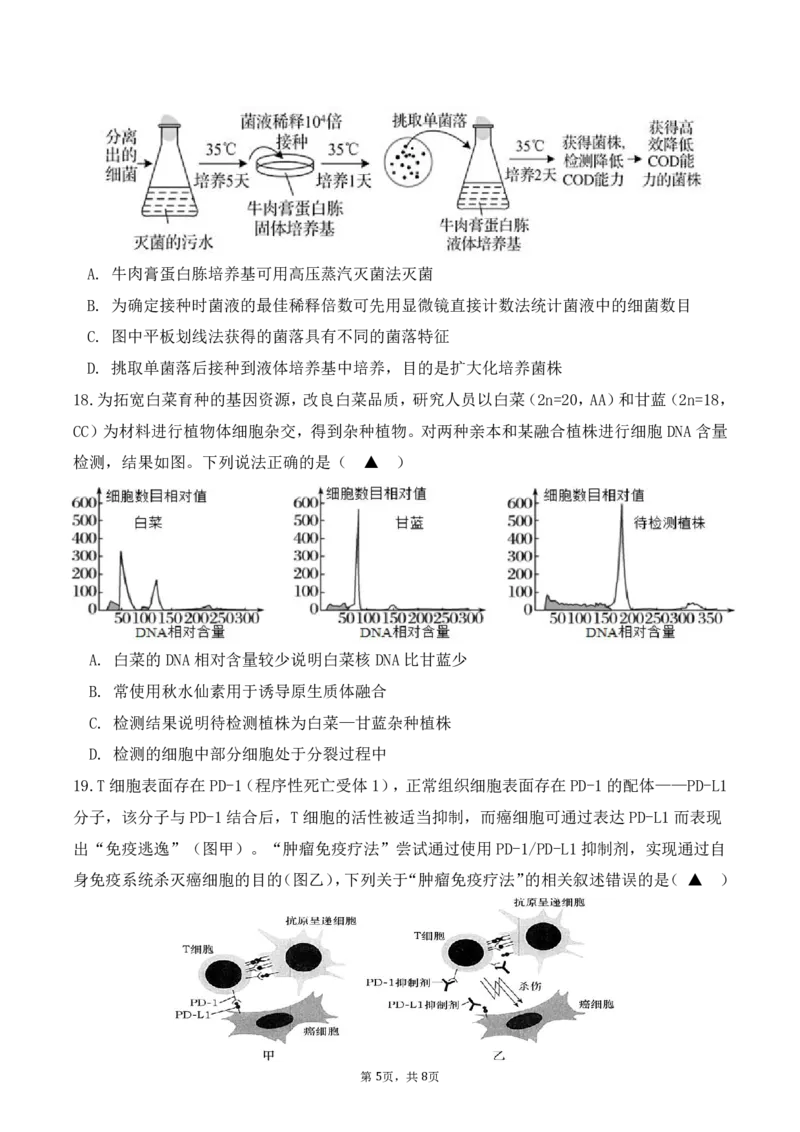 24上高二生物期中_2024-2025高二（7-7月题库）_2024年11月试卷_1130浙江省宁波市余姚中学2024-2025学年高二上学期期中考试
