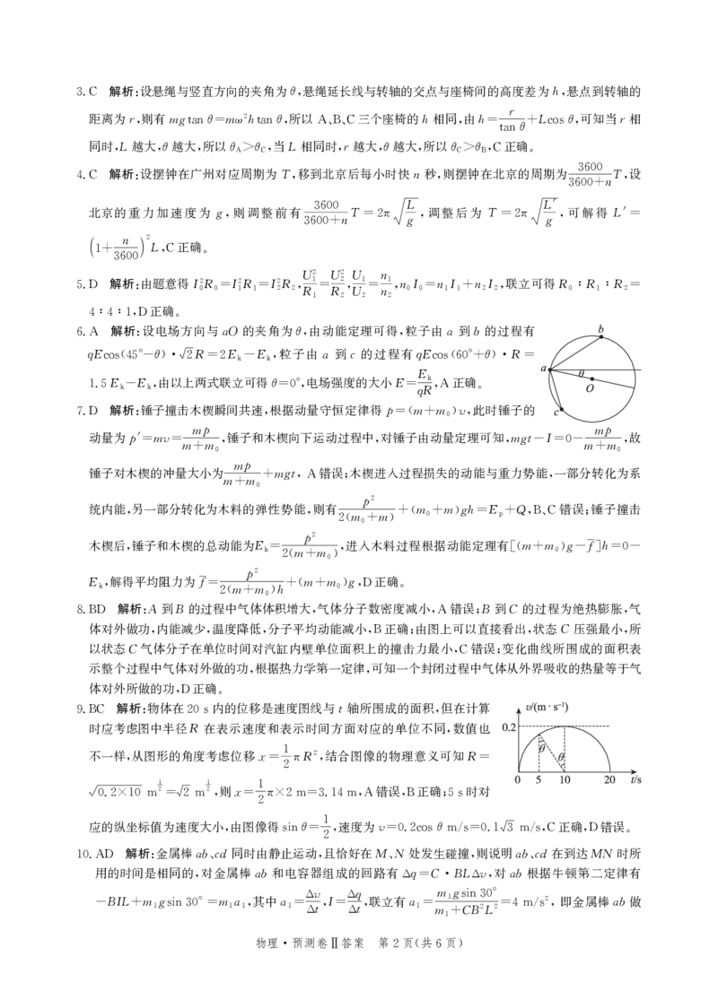 2025届河北省省级联考模拟预测物理试卷答案_2024-2025高三（6-6月题库）_2025年04月试卷_0424河北省2024-2025学年高三下学期省级联测考试（预测卷Ⅱ）