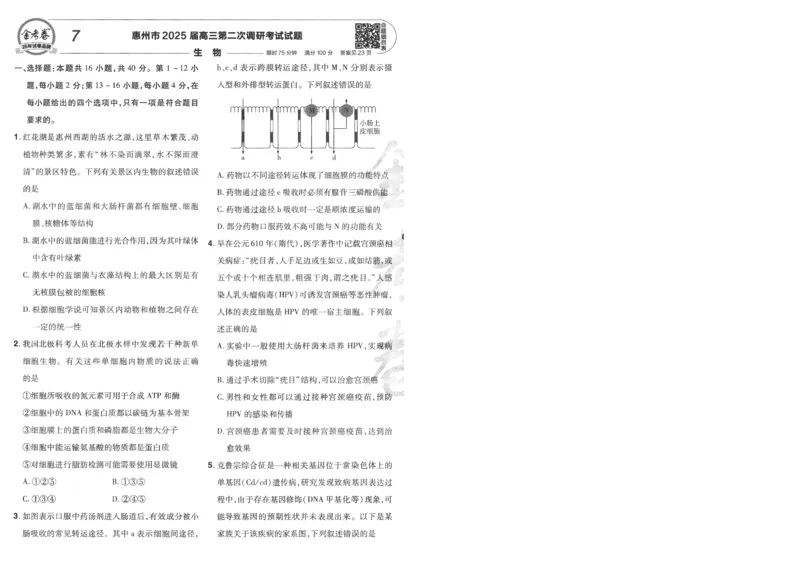 2025《金考卷&middot;特快专递&middot;第4期》生物-A4_2024-2025高三（6-6月题库）_2025年01月试卷_01012025《金考卷&middot;特快专递&middot;第4期》_生物