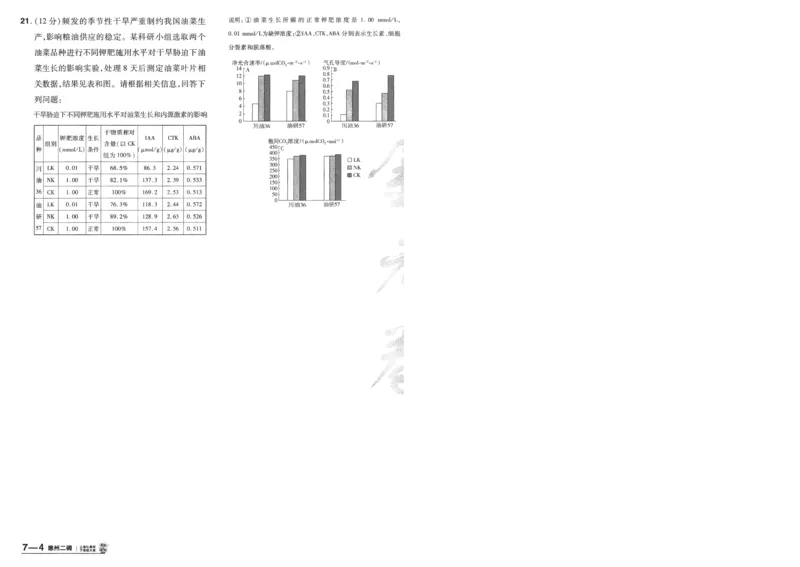 2025《金考卷&middot;特快专递&middot;第4期》生物-A4_2024-2025高三（6-6月题库）_2025年01月试卷_01012025《金考卷&middot;特快专递&middot;第4期》_生物