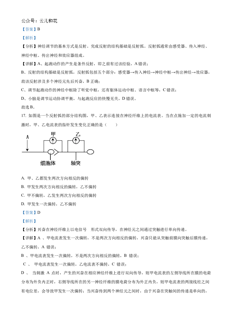 北京市海淀区北京理工大学附属中学2024-2025学年高二上学期10月月考生物试题Word版含解析_2024-2025高二（7-7月题库）_2024年11月试卷