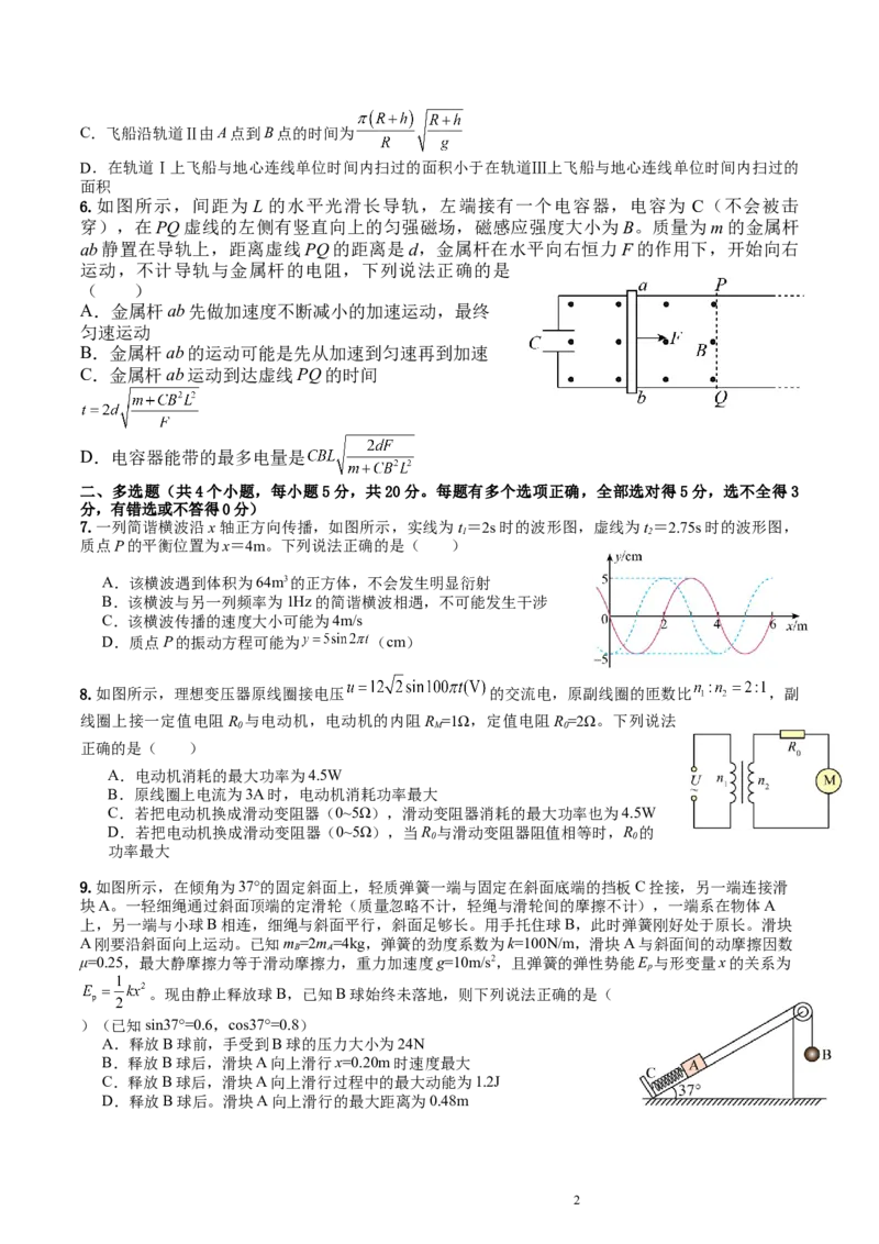 湖南卷湖南省2024届湖南省邵阳市大祥区邵阳市二中2024年高三（5月）模拟考试(三模)物理试卷_2024年5月_01按日期_25号_2024届湖南省邵阳市二中高三5月三模