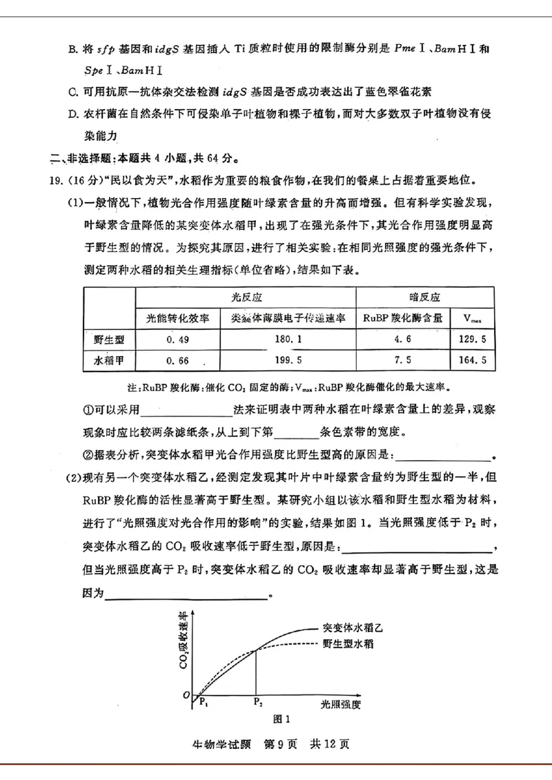 湖北省2024届高三下学期第二次学业质量评价生物试题_2024年3月_013月合集_2024届八省八校T8联考高三第二次学业质量评价_2024届八省八校T8联考高三第二次学业质量评价生物试题